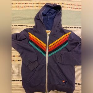 Aviator Nation 5-Stripe Zip Hoodie in navy purple